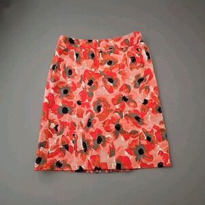 Ann Taylor Women's Pencil  Skirt Lined Vented Back Zip Floral Pattern Size 4